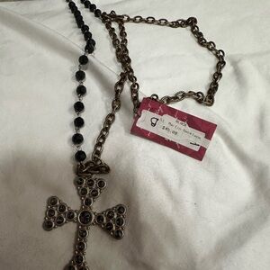 Elegant Black and Gold Cross Necklace